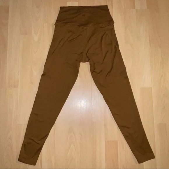 Sage brand Brown Leggings high rise cropped capri pants with pockets - Picture 2 of 8